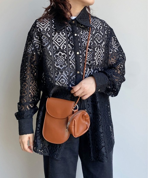 CPCM（シーピーシーエム）の「ブロックレース長袖シャツ（シャツ/ブラウス・レディース・アイボリー/ブルー/オフホワイト/ブラック・FREE）」の4枚目の写真