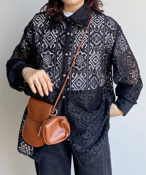 CPCM（シーピーシーエム）の「ブロックレース長袖シャツ（シャツ/ブラウス・レディース・アイボリー/ブルー/オフホワイト/ブラック・FREE）」の13枚目の写真