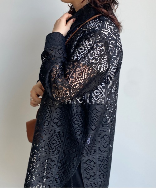 CPCM（シーピーシーエム）の「ブロックレース長袖シャツ（シャツ/ブラウス・レディース・アイボリー/ブルー/オフホワイト/ブラック・FREE）」の15枚目の写真