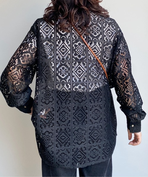 CPCM（シーピーシーエム）の「ブロックレース長袖シャツ（シャツ/ブラウス・レディース・アイボリー/ブルー/オフホワイト/ブラック・FREE）」の16枚目の写真