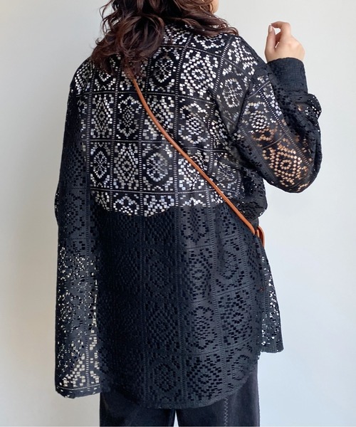 CPCM（シーピーシーエム）の「ブロックレース長袖シャツ（シャツ/ブラウス・レディース・アイボリー/ブルー/オフホワイト/ブラック・FREE）」の17枚目の写真