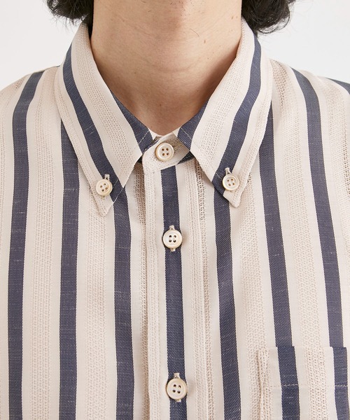 BED J.W. FORD（ベッドフォード）の「【BED j.w. FORD / ベッドフォード】Button-Down Shirts / ボタンダウンシャツ（シャツ/ブラウス・メンズ・ベージュ/ホワイト・0/2/1）」の3枚目の写真