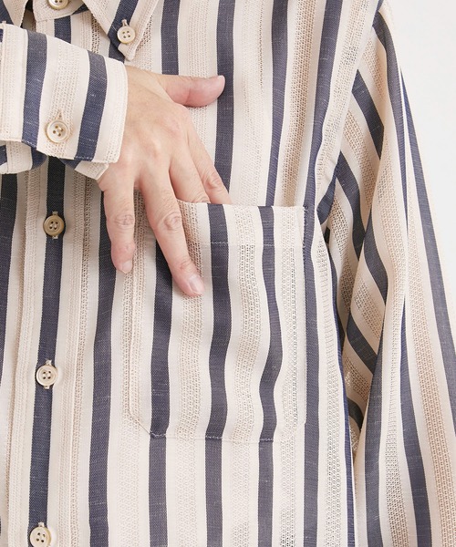 BED J.W. FORD（ベッドフォード）の「【BED j.w. FORD / ベッドフォード】Button-Down Shirts / ボタンダウンシャツ（シャツ/ブラウス・メンズ・ベージュ/ホワイト・0/2/1）」の19枚目の写真