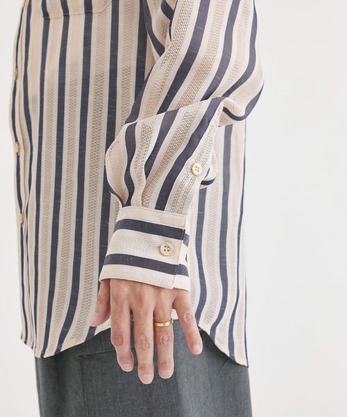 BED J.W. FORD（ベッドフォード）の「【BED j.w. FORD / ベッドフォード】Button-Down Shirts / ボタンダウンシャツ（シャツ/ブラウス・メンズ・ベージュ/ホワイト・0/2/1）」の22枚目の写真