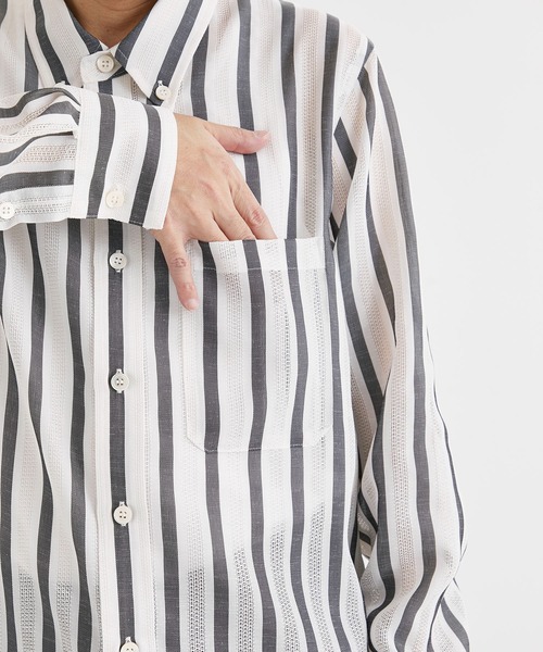 BED J.W. FORD（ベッドフォード）の「【BED j.w. FORD / ベッドフォード】Button-Down Shirts / ボタンダウンシャツ（シャツ/ブラウス・メンズ・ベージュ/ホワイト・0/2/1）」の7枚目の写真