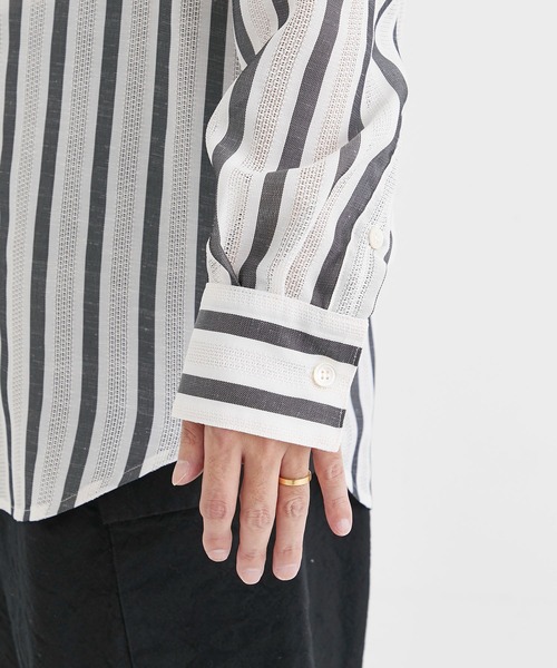 BED J.W. FORD（ベッドフォード）の「【BED j.w. FORD / ベッドフォード】Button-Down Shirts / ボタンダウンシャツ（シャツ/ブラウス・メンズ・ベージュ/ホワイト・0/2/1）」の18枚目の写真