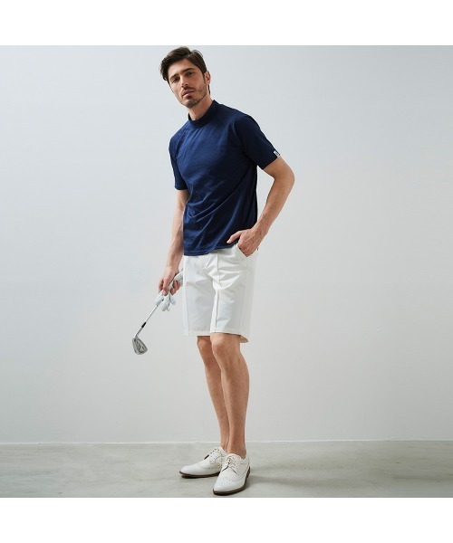 g-stage(ジーステージ)の「g-stgae ストレッチ4WAYストレッチプリーツゴルフショートパンツ(その他パンツ・メンズ・ホワイト/ブラウン・50/48/46)」の2枚目の写真