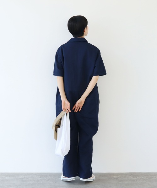 PAR ICI（パーリッシィ）の「コットンリネンカルゼ オールインワン（つなぎ/オールインワン・レディース・ネイビー/ブラウン・FREE）」の7枚目の写真