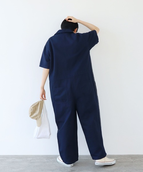 PAR ICI（パーリッシィ）の「コットンリネンカルゼ オールインワン（つなぎ/オールインワン・レディース・ネイビー/ブラウン・FREE）」の9枚目の写真