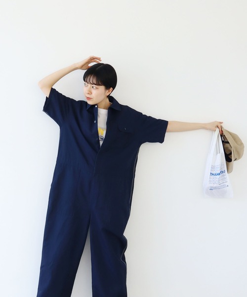 PAR ICI（パーリッシィ）の「コットンリネンカルゼ オールインワン（つなぎ/オールインワン・レディース・ネイビー/ブラウン・FREE）」の10枚目の写真