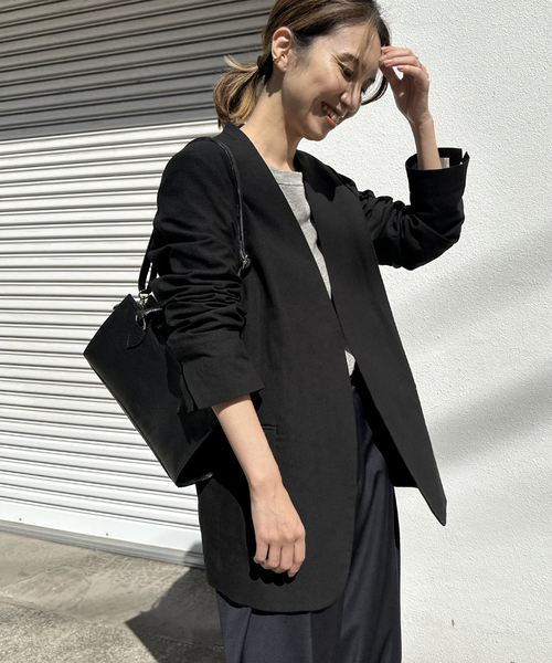 FRAMeWORK（フレームワーク）の「綿麻キャンバス ノーカラージャケット