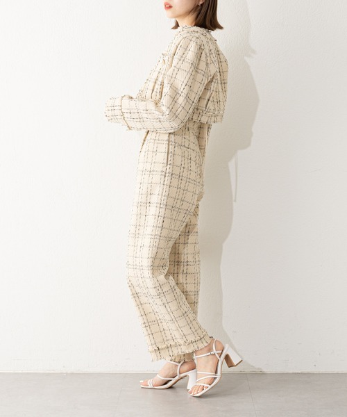 Chico（チコ）の「【2023SS】ツイードショート丈ジャケット（ノーカラージャケット・レディース・ホワイト/ブラック・FREE）」の12枚目の写真