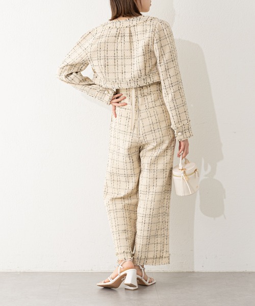 Chico（チコ）の「【2023SS】ツイードショート丈ジャケット（ノーカラージャケット・レディース・ホワイト/ブラック・FREE）」の10枚目の写真