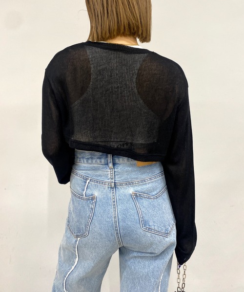 WHO'S WHO gallery(フーズフーギャラリー)の「ニットソーショートトップス(Tシャツ/カットソー・レディース・サックスブルー/ピンク/レッド/オフホワイト/ブラック・FREE)」の14枚目の写真