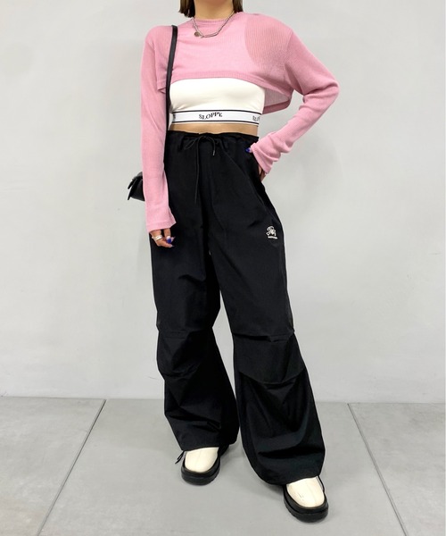 WHO'S WHO gallery(フーズフーギャラリー)の「ニットソーショートトップス(Tシャツ/カットソー・レディース・サックスブルー/ピンク/レッド/オフホワイト/ブラック・FREE)」の9枚目の写真