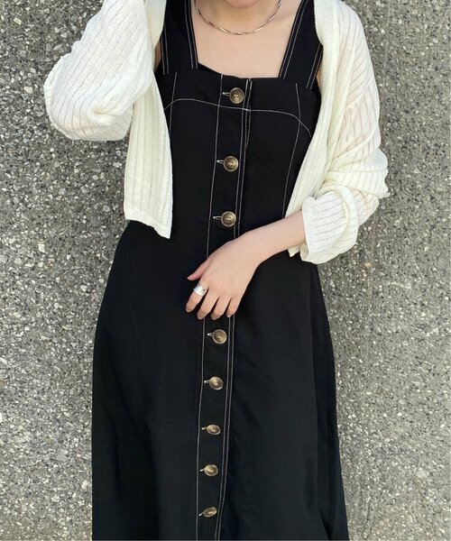 RAY CASSIN（レイカズン）の「麻調前ボタンジャンスカ（ジャンパースカート・レディース・ベージュ/グリーン/ブラック/ブラウン/キナリ/ブルー/オレンジ・FREE）」の8枚目の写真