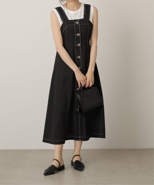 RAY CASSIN（レイカズン）の「麻調前ボタンジャンスカ（ジャンパースカート・レディース・ベージュ/グリーン/ブラック/ブラウン/キナリ/ブルー/オレンジ・FREE）」の9枚目の写真