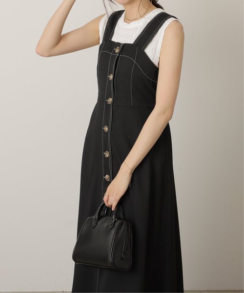 RAY CASSIN（レイカズン）の「麻調前ボタンジャンスカ（ジャンパースカート・レディース・ベージュ/グリーン/ブラック/ブラウン/キナリ/ブルー/オレンジ・FREE）」の11枚目の写真