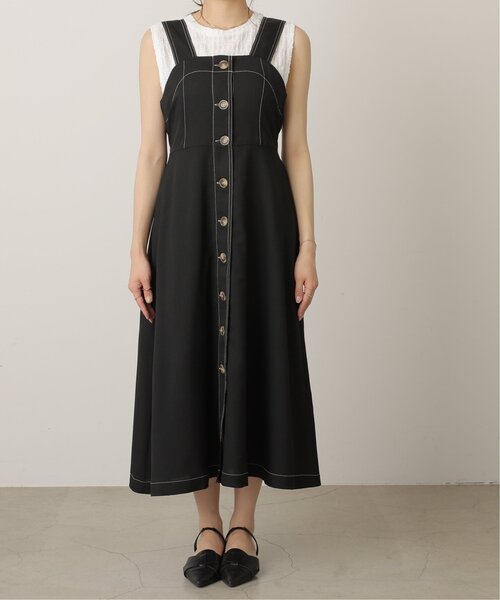 RAY CASSIN（レイカズン）の「麻調前ボタンジャンスカ（ジャンパースカート・レディース・ベージュ/グリーン/ブラック/ブラウン/キナリ/ブルー/オレンジ・FREE）」の12枚目の写真