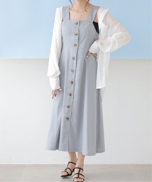 RAY CASSIN（レイカズン）の「麻調前ボタンジャンスカ（ジャンパースカート・レディース・ベージュ/グリーン/ブラック/ブラウン/キナリ/ブルー/オレンジ・FREE）」の20枚目の写真