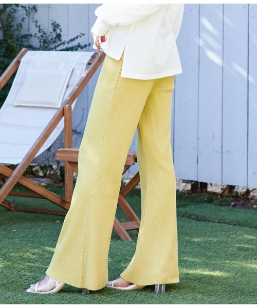 CHILLE（チル）の「ハンドカットリブフレアパンツ（その他パンツ・レディース・イエロー/ブラック/パープル/グリーン・FREE）」の19枚目の写真