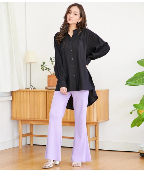 CHILLE（チル）の「ハンドカットリブフレアパンツ（その他パンツ・レディース・イエロー/ブラック/パープル/グリーン・FREE）」の6枚目の写真