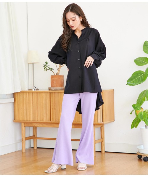 CHILLE（チル）の「ハンドカットリブフレアパンツ（その他パンツ・レディース・イエロー/ブラック/パープル/グリーン・FREE）」の10枚目の写真