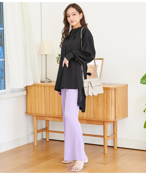 CHILLE（チル）の「ハンドカットリブフレアパンツ（その他パンツ・レディース・イエロー/ブラック/パープル/グリーン・FREE）」の22枚目の写真