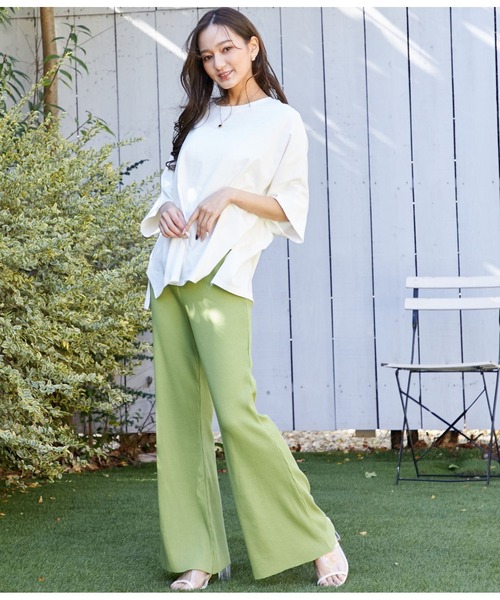 CHILLE（チル）の「ハンドカットリブフレアパンツ（その他パンツ・レディース・イエロー/ブラック/パープル/グリーン・FREE）」の15枚目の写真