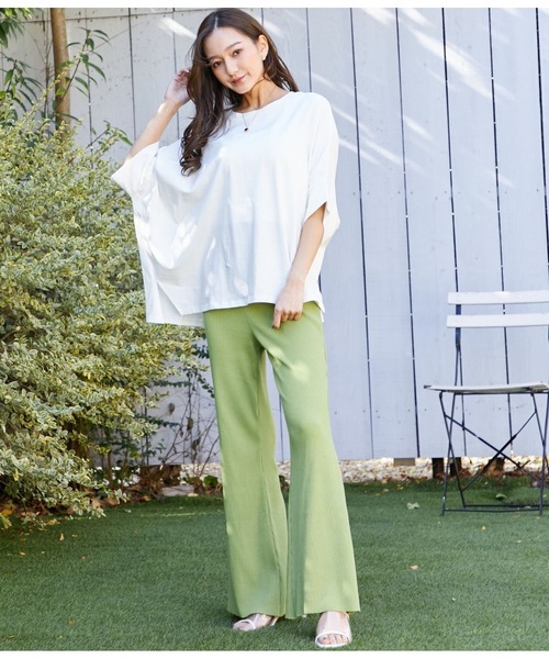 CHILLE（チル）の「ハンドカットリブフレアパンツ（その他パンツ・レディース・イエロー/ブラック/パープル/グリーン・FREE）」の18枚目の写真