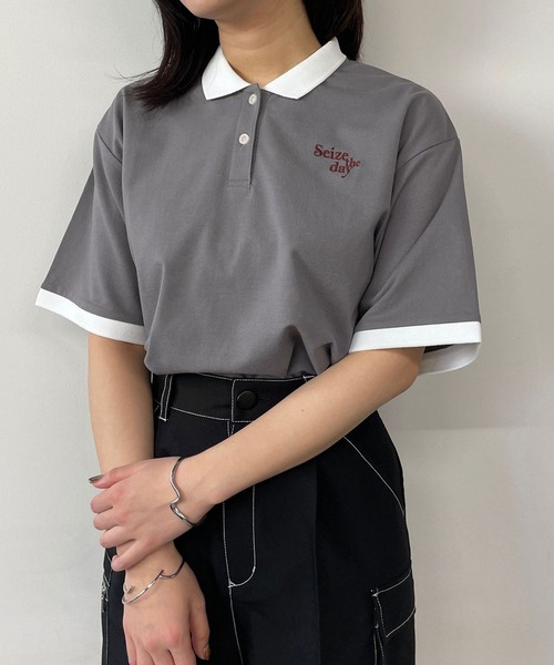 179/WG（イチナナキュウダブルジー）の「バイカラーポロシャツ（ポロシャツ・レディース・グリーン/オフホワイト/ブルー・FREE）」の3枚目の写真