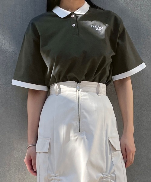 179/WG（イチナナキュウダブルジー）の「バイカラーポロシャツ（ポロシャツ・レディース・グリーン/オフホワイト/ブルー・FREE）」の2枚目の写真