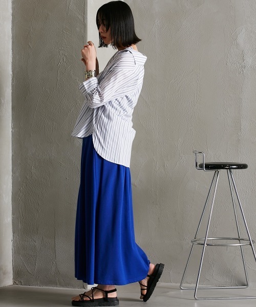 Soiunique（スワユニーク）の「カルゼ風やわらかストライプシャツ ［Soiunique］（シャツ/ブラウス・レディース・ホワイト×ブルー/ホワイト×ブラック/ホワイト×ネイビー・M/L/LL）」の10枚目の写真