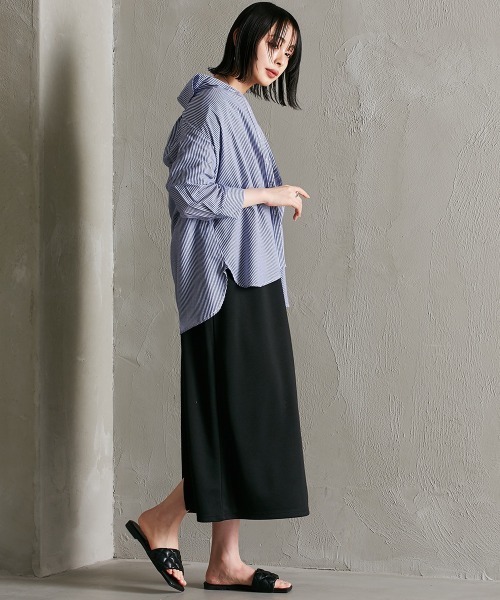 Soiunique（スワユニーク）の「カルゼ風やわらかストライプシャツ ［Soiunique］（シャツ/ブラウス・レディース・ホワイト×ブルー/ホワイト×ブラック/ホワイト×ネイビー・M/L/LL）」の15枚目の写真