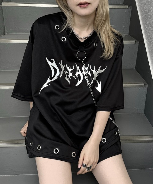 【MAROCORE SELECT】チェーン付きメタルロゴ トライバルプリント ビッグシルエットTシャツ 24SS【ILL'S 】（Tシャツ/カットソー）｜MAROCORE（マロコア）