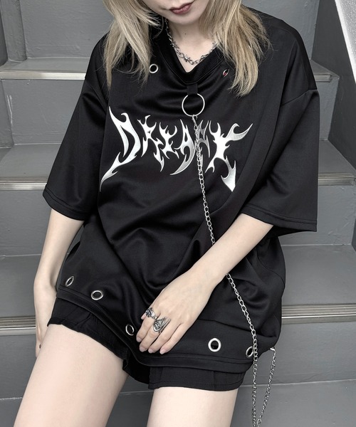 【MAROCORE SELECT】チェーン付きメタルロゴ トライバルプリント ビッグシルエットTシャツ 24SS【ILL'S 】（Tシャツ/カットソー）｜MAROCORE（マロコア）