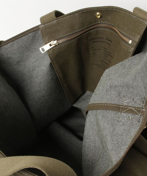 beautiful people（ビューティフルピープル）の「beautiful people army tent cloth tote bag L 7315611944（トートバッグ・レディース・ブラック/ホワイト/オリーブ・FREE）」の13枚目の写真
