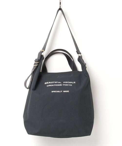 beautiful people（ビューティフルピープル）の「beautiful people army tent cloth tote bag L 7315611944（トートバッグ・レディース・ブラック/ホワイト/オリーブ・FREE）」の16枚目の写真