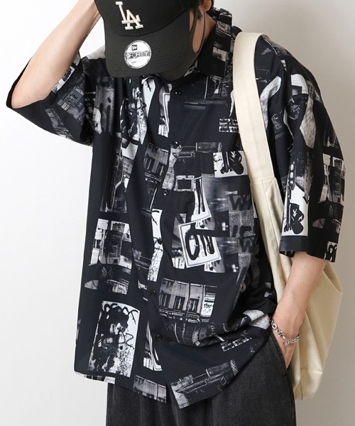 ILL'S（イルズ）の「25SS オーバーサイズ 総柄プリントビッグシルエットシャツ【ILL'S 】（シャツ/ブラウス・メンズ・ホワイト/ブラック/ブラック系その他/ホワイト系その他・M/L）」の3枚目の写真