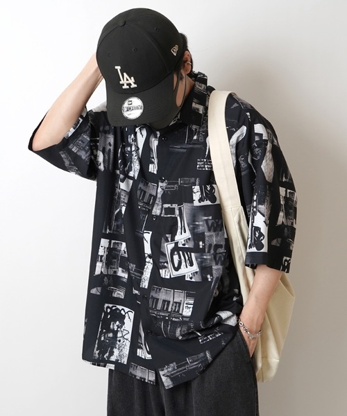 ILL'S（イルズ）の「25SS オーバーサイズ 総柄プリントビッグシルエットシャツ【ILL'S 】（シャツ/ブラウス・メンズ・ホワイト/ブラック/ブラック系その他/ホワイト系その他・M/L）」の10枚目の写真