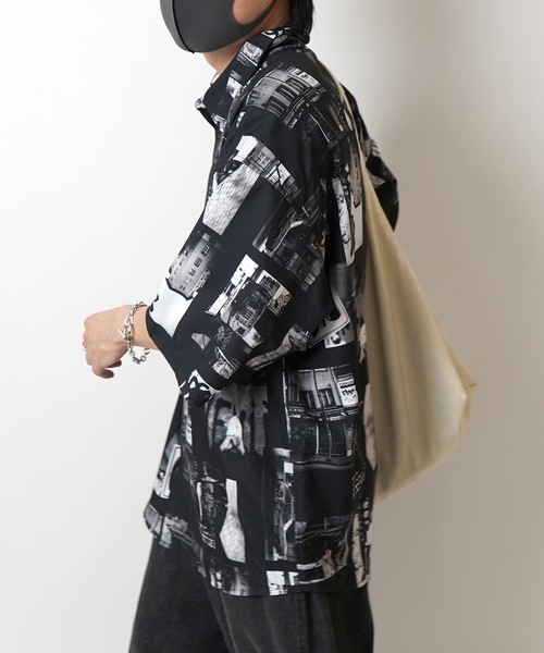 ILL'S（イルズ）の「25SS オーバーサイズ 総柄プリントビッグシルエットシャツ【ILL'S 】（シャツ/ブラウス・メンズ・ホワイト/ブラック/ブラック系その他/ホワイト系その他・M/L）」の12枚目の写真