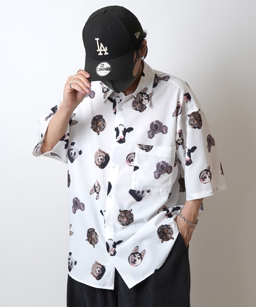 ILL'S（イルズ）の「25SS オーバーサイズ 総柄プリントビッグシルエットシャツ【ILL'S 】（シャツ/ブラウス・メンズ・ホワイト/ブラック/ブラック系その他/ホワイト系その他・M/L）」の7枚目の写真