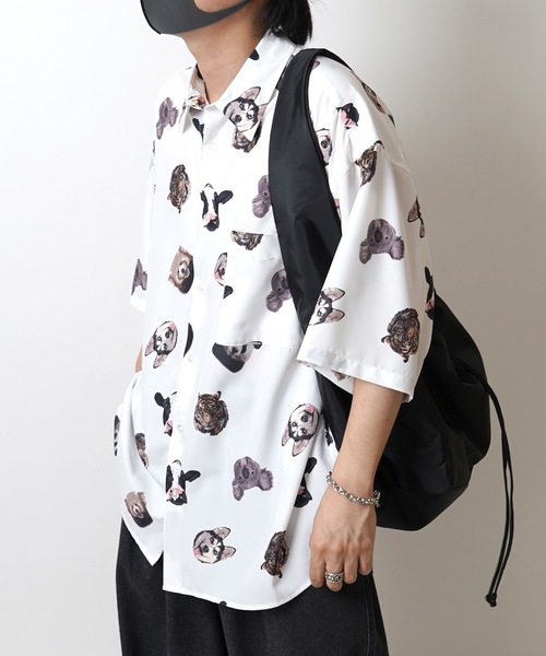 ILL'S（イルズ）の「25SS オーバーサイズ 総柄プリントビッグシルエットシャツ【ILL'S 】（シャツ/ブラウス・メンズ・ホワイト/ブラック/ブラック系その他/ホワイト系その他・M/L）」の6枚目の写真