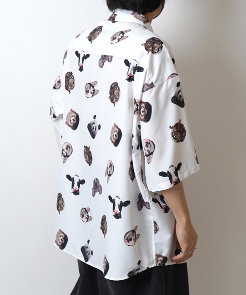 ILL'S（イルズ）の「25SS オーバーサイズ 総柄プリントビッグシルエットシャツ【ILL'S 】（シャツ/ブラウス・メンズ・ホワイト/ブラック/ブラック系その他/ホワイト系その他・M/L）」の9枚目の写真