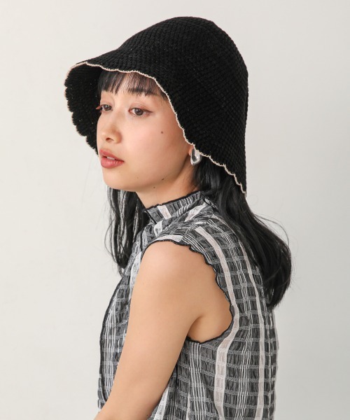 Bab（バブ）の「配色バケットハット（ハット・レディース・ブラック/アイボリー・ONESIZE）」の9枚目の写真