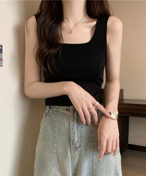 Chaco closet（チャコ クローゼット）の「切替デザインカップインタンクトップ（タンクトップ・レディース・ブラック/ブラウン/ホワイト/グリーン・FREE）」の17枚目の写真