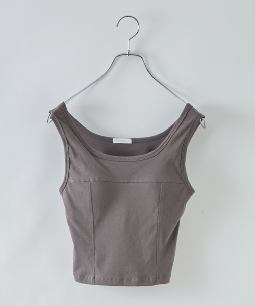 Chaco closet（チャコ クローゼット）の「切替デザインカップインタンクトップ（タンクトップ・レディース・ブラック/ブラウン/ホワイト/グリーン・FREE）」の7枚目の写真