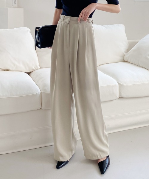 ツーピンタックバックルワイドスラックス（スラックス）｜by muni:r（バイ ムニール）