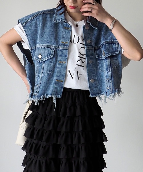 デニムショートベスト etsinta⁄エシンタ】デニムショートベスト