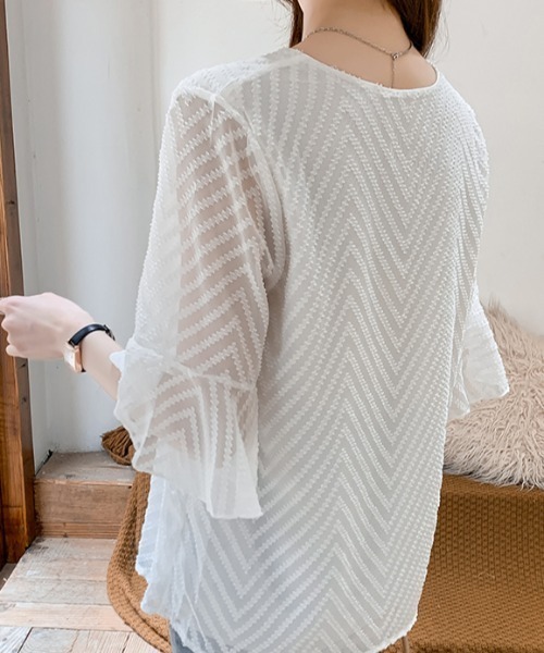 N.s(エヌドットエス)の「袖フレアシアーブラウス(シャツ/ブラウス・レディース・ブラック/ホワイト・S/M/L)」の7枚目の写真